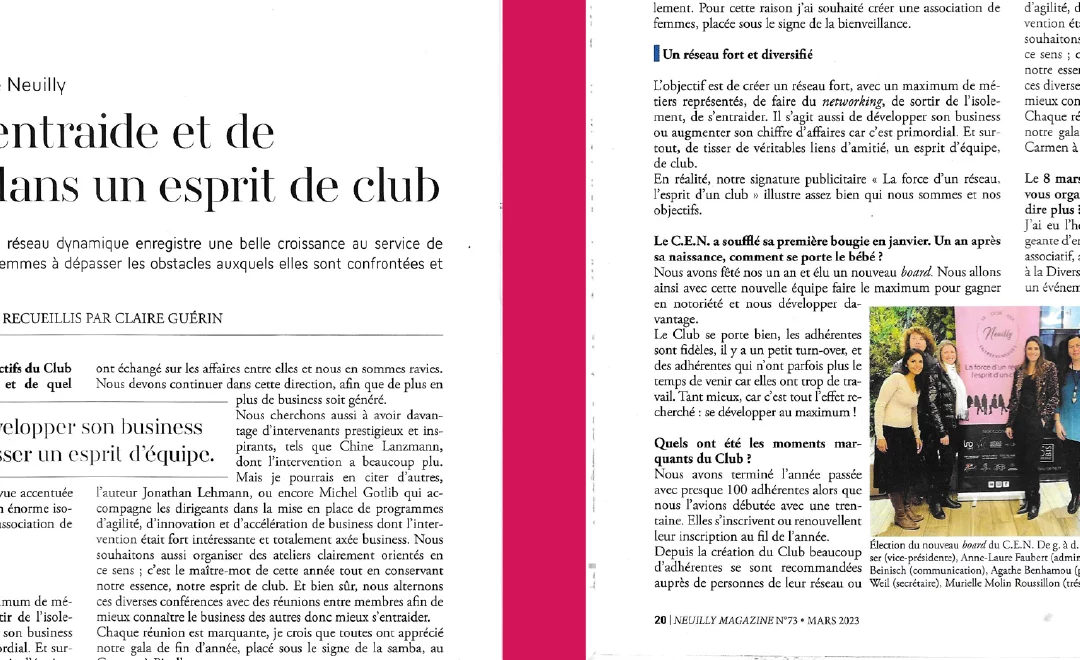 Neuilly Magazine parle du Club !